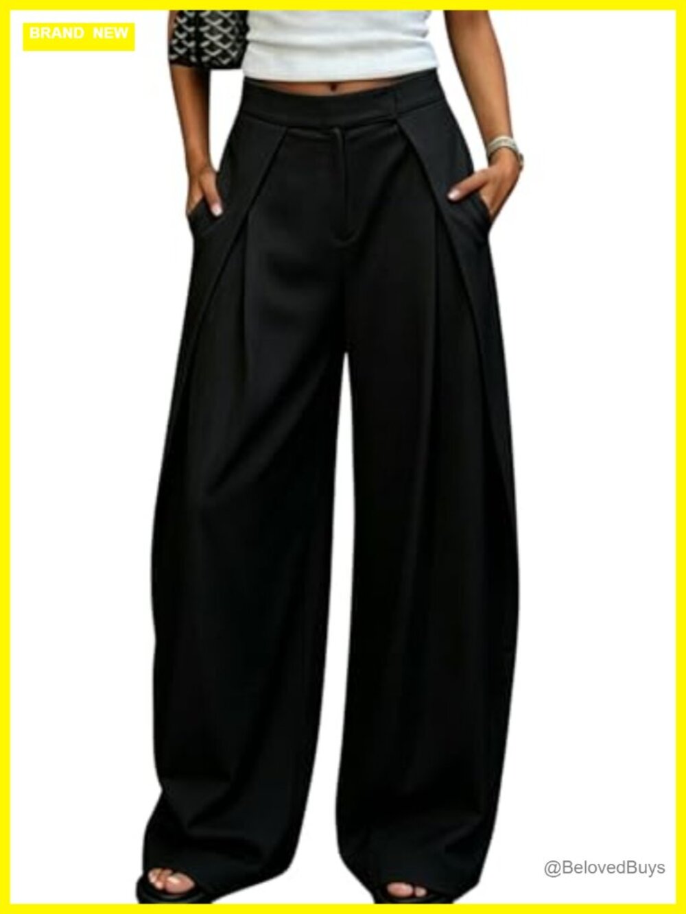 Wide Leg Pleated Palazzo Dress Pants High Waist Work Slacks
